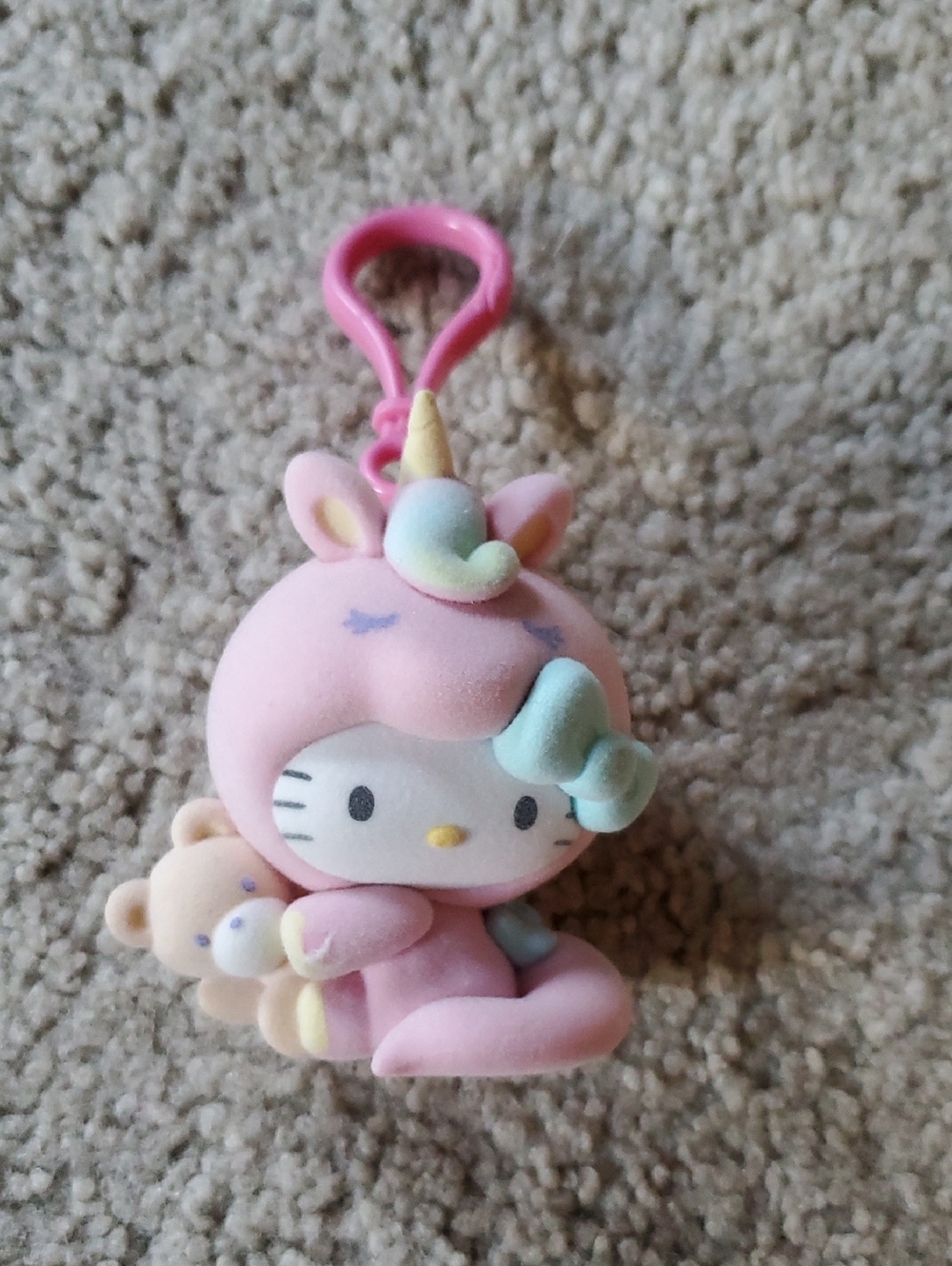 Hello Kitty Pink Unicorn Keychain with Teddy Bear